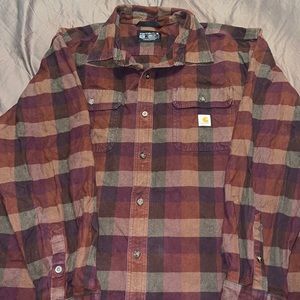 2XX Carhartt Men's Loose Fit Heavyweight Flannel Long Sleeve Plaid Shirt